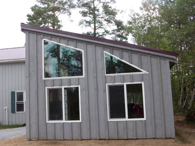 Cozy cabin living room with fireplace